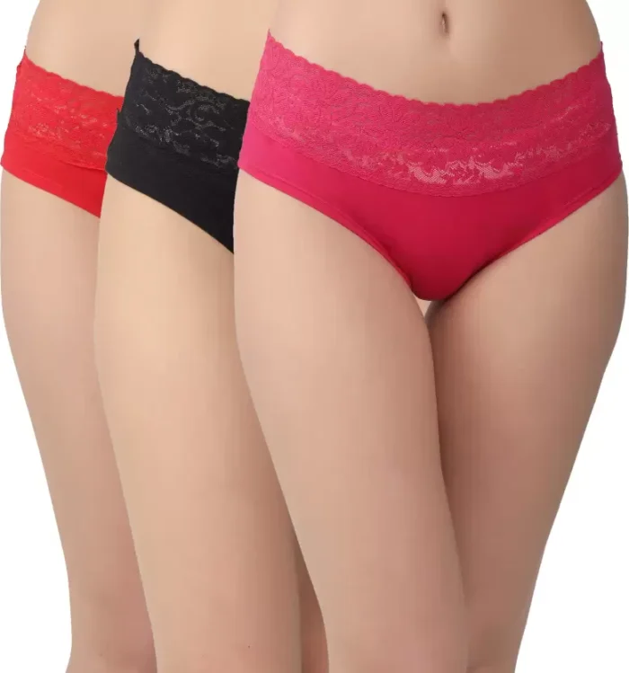 Pack of 3 Women Half Net Multicolor Panty - Image 1