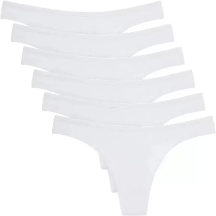 Pack of 6 Women Thong White Panty - Image 1